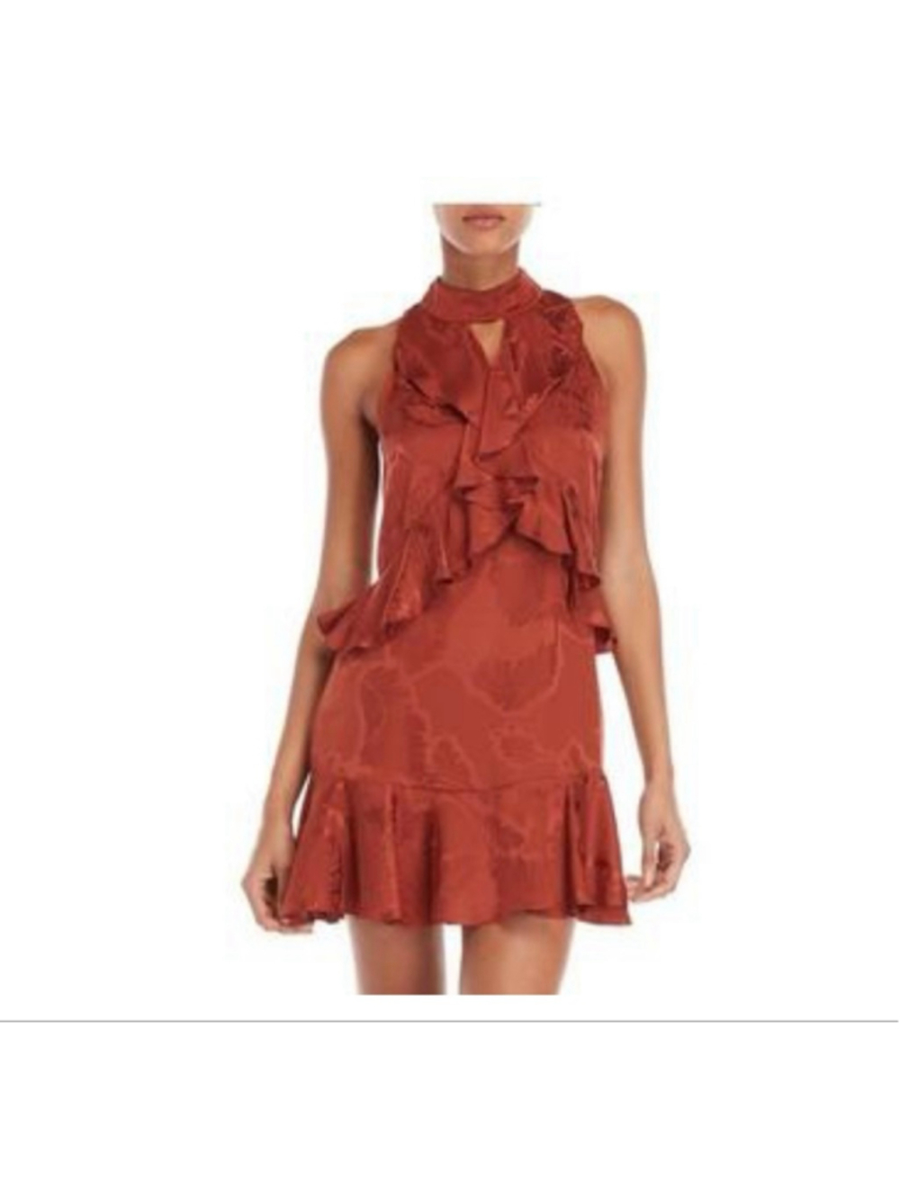 Women's cinq à sept Rust Ruffle Mini Dress S